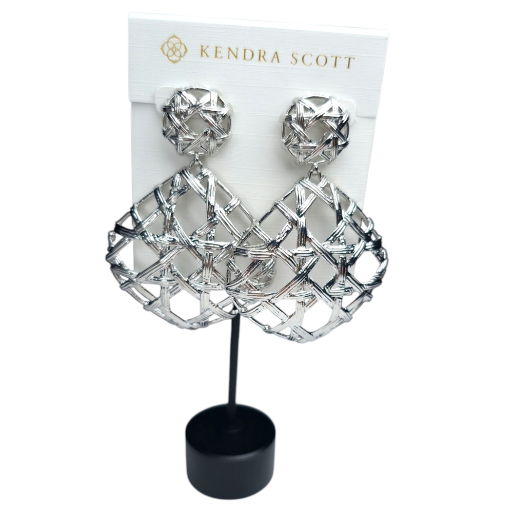 Kendra Scott Statement Earrings -Natalie Silver Tone